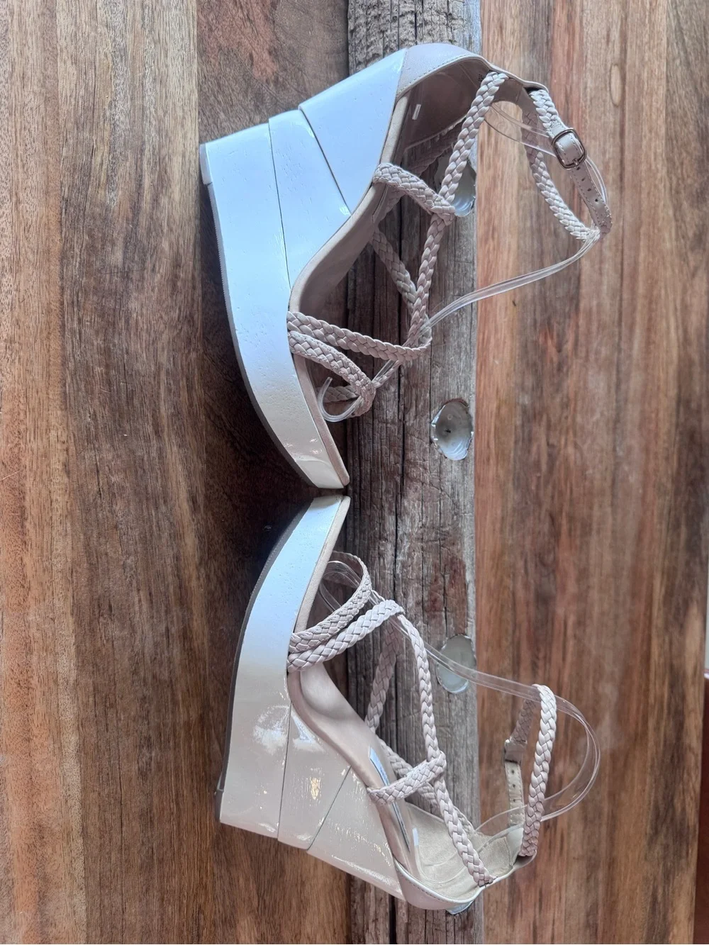 DVF Braided Strap Wedge Sandals in Blush - Picture 6 of 7